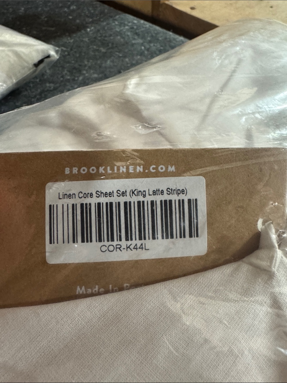 NWT Brooklinen Core Linen King Sheet Set - Latte Stripe - Picture 4 of 4